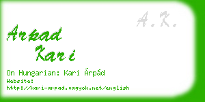 arpad kari business card